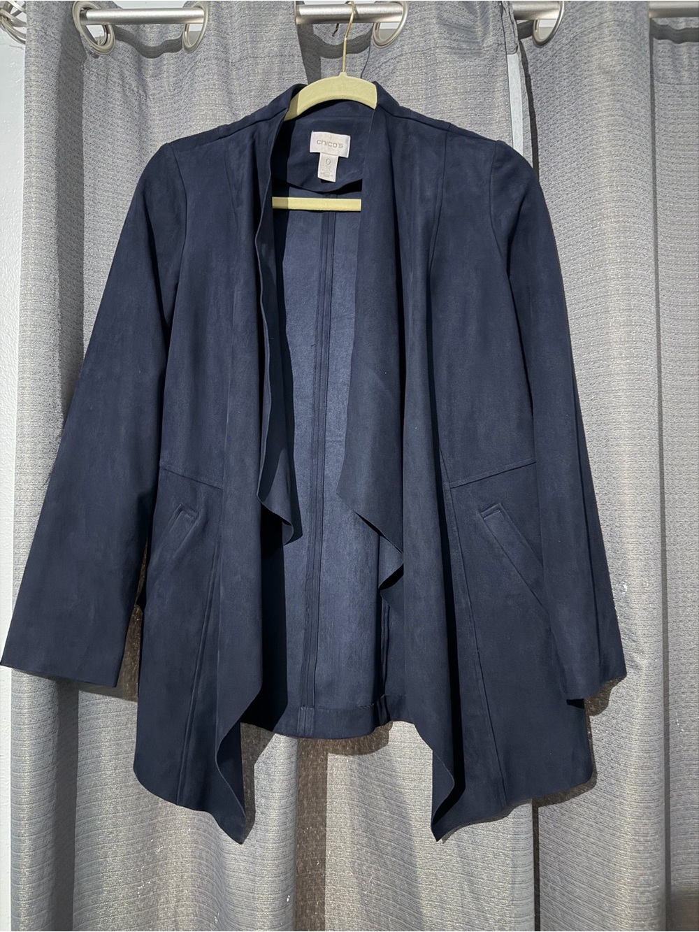 Chico's Midnight Navy Draped Open-Front Blazer